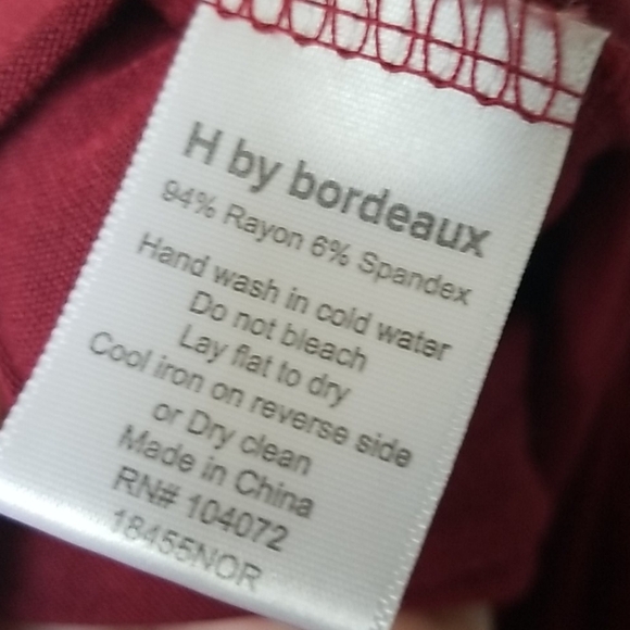 H by bordeaux burgundy large scoop neck long sleeve top - Picture 4 of 9